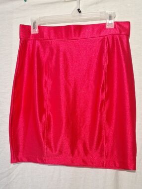 Express Red Metallic Bodycon Pencil Mini Skirt, sz 6, NWOT
